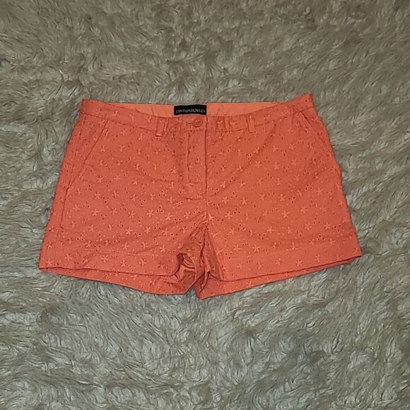 Cynthia Rowley womens cotton coral eyelet‎ shorts size 2 - Picture 1 of 4
